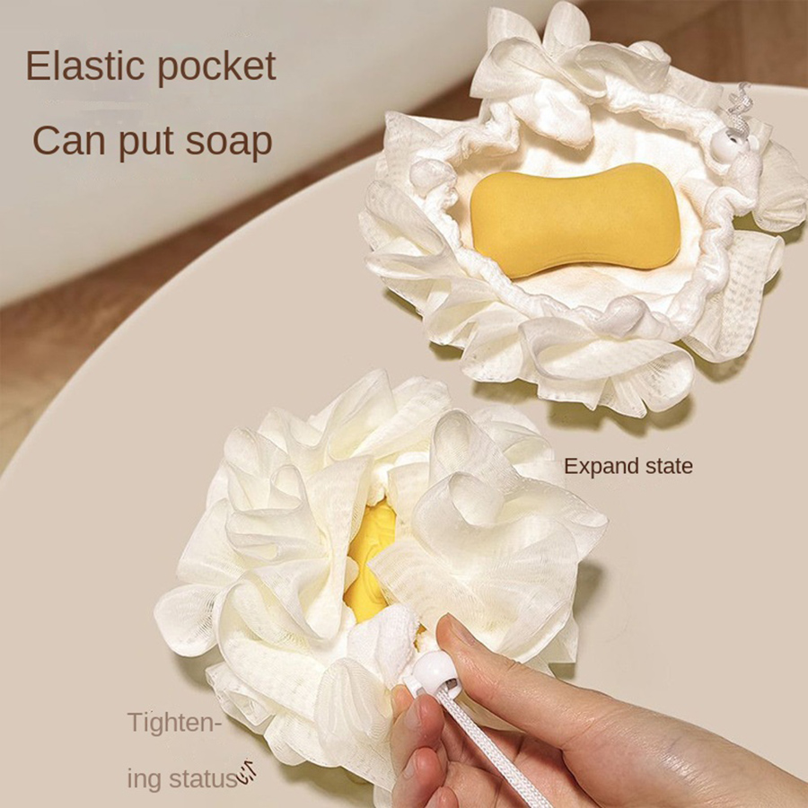 Body Loofah Natural - Yumuşak Cilt Dostu Çiçekli Dantel Banyo